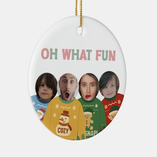 Uggulwein Sweater Funny Face Personalisiert Keramik Ornament (Rechts)