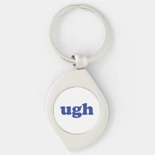"Ugh", blaue Buchstaben, weißer Schlüsselanhänger