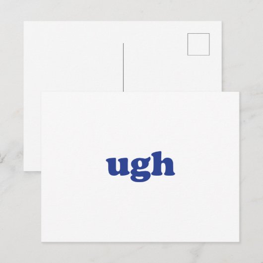 "ugh" blaue weiße Postkarte (Vorne/Hinten)