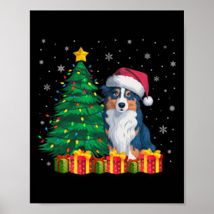 Ugi Australian Shepherd Weihnachtsmannmütze Christ Poster