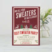 Ugi & Bright Christmas Sweater Contest Xmas Party Einladung (Stehend Vorderseite)