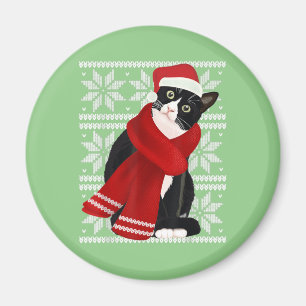 Ugi Christmas Black Cat Weihnachtsmannmütze Scarf Magnet