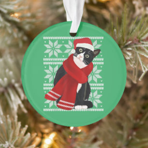 Ugi Christmas Black Cat Weihnachtsmannmütze Scarf Ornament