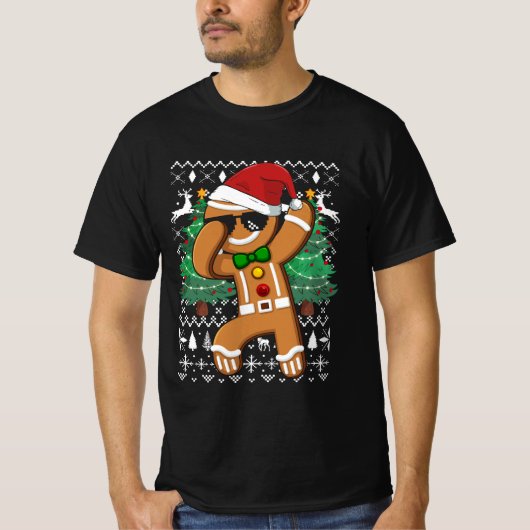 Ugi Christmas Sweater Dabbing Gingerbread Man San T-Shirt (Vorderseite)