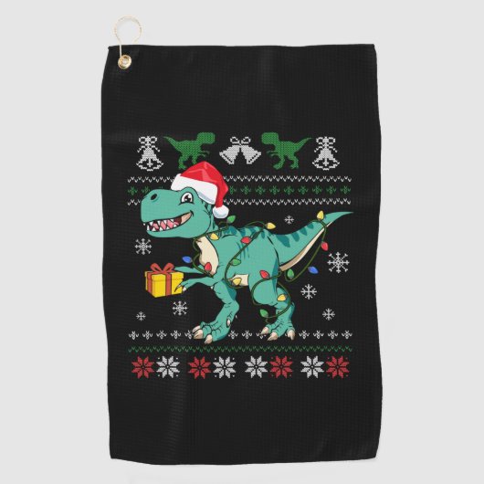 Ugi Christmas Sweater Dinosaurier Boys Kids Pajama Golfhandtuch (Vorderseite)
