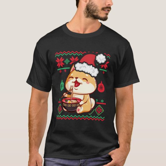 Ugi Christmas Sweater Kawaii Anime Shiba Inu Eati T-Shirt (Vorderseite)