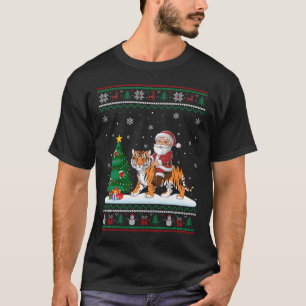 Ugi Christmas Tree Lights Xmas Santa Riding Benga T-Shirt