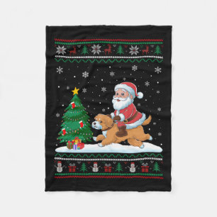 Ugi Christmas Tree Lights Xmas Santa Riding Malti Fleecedecke