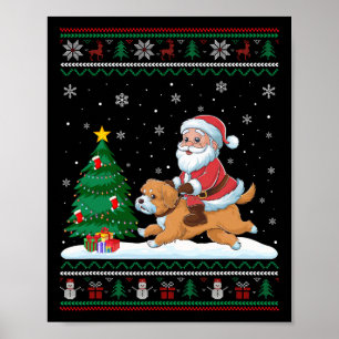 Ugi Christmas Tree Lights Xmas Santa Riding Malti Poster
