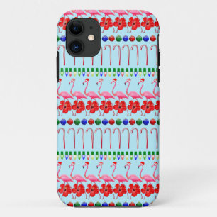 Ugi Christmas Tropical Pink Flamingos auf Light Bl Case-Mate iPhone Hülle