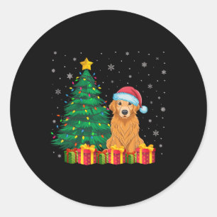 Ugi Golden Retriever Weihnachtsmannmütze Christmas Runder Aufkleber