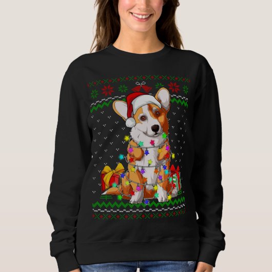 Ugi Sweater Christmas Lights Corgi Dog Lover Sweatshirt (Vorderseite)