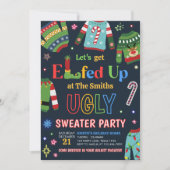 Ugi Sweater Elfed up Christmas Party Einladung (Vorderseite)
