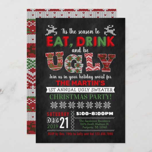Ugi Sweater Weihnachtsfeier Einladung (Vorne/Hinten)