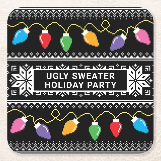 Ugi Sweater Weihnachtsfeier Rechteckiger Pappuntersetzer (Vorderseite)