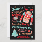Ugi Weihnachtsmaske und Sweater Party Einladung (Vorderseite)