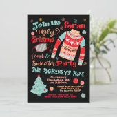 Ugi Weihnachtsmaske und Sweater Party Einladung (Stehend Vorderseite)