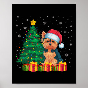 Ugie Yorkie Weihnachtsmannmütze Christmas Lights D Poster