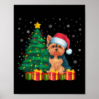 Ugie Yorkie Weihnachtsmannmütze Christmas Lights D Poster