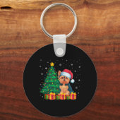 Ugie Yorkie Weihnachtsmannmütze Christmas Lights D Schlüsselanhänger (Vorderseite)