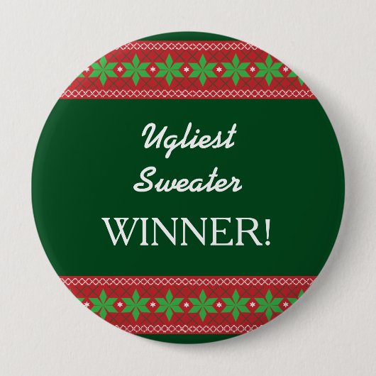 Ugliste Weihnachts-Sweatsieger Button (Vorderseite)