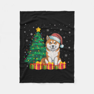 Ugly Akita Inu Weihnachtsmannmütze Weihnachtslicht Fleecedecke