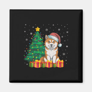 Ugly Akita Inu Weihnachtsmannmütze Weihnachtslicht Magnet