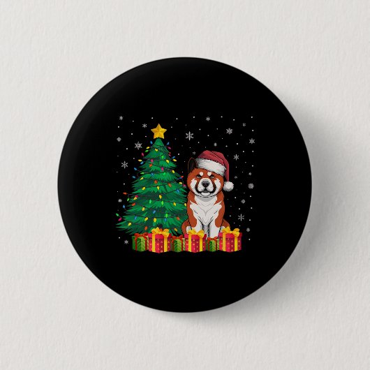 Ugly Akita Weihnachtsmannmütze Weihnachtsleuchten  Button (Vorderseite)