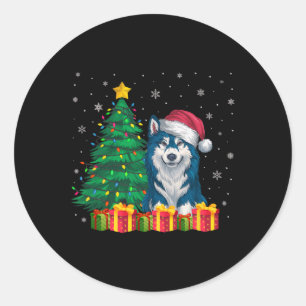 Ugly Alaskan Klee Kai Weihnachtsmannmütze Christma Runder Aufkleber