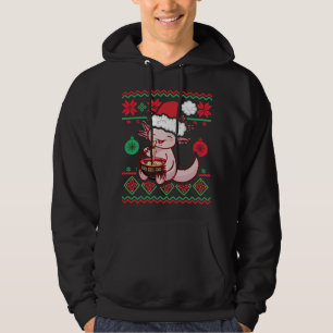 Ugly Anime Christmas Sweater Kawaii Axolotl Eating Hoodie