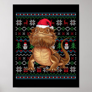 Ugly Bartded Dragon Lovers Xmas Sweater Santa Chri Poster