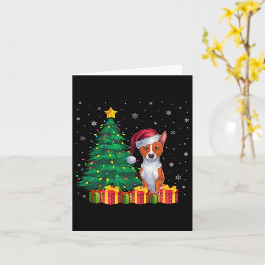 Ugly Basenji Weihnachtsmannmütze Weihnachtsleuchte Karte (Gelbe Blume)
