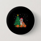 Ugly Bengal Tiger Santa Hat Christmas Tree Lights  Button (Vorderseite)