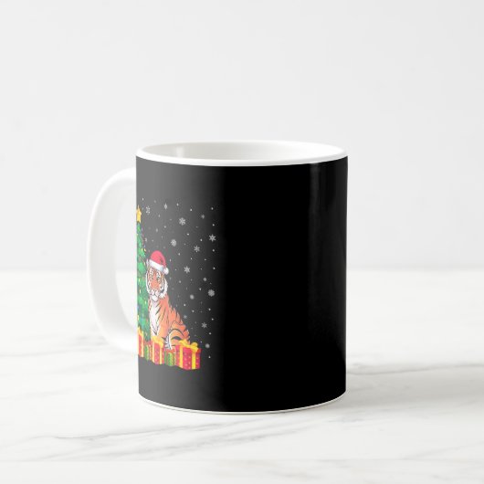 Ugly Bengal Tiger Santa Hat Christmas Tree Lights Kaffeetasse (Vorderseite Links)