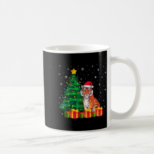 Ugly Bengal Tiger Santa Hat Christmas Tree Lights Kaffeetasse (Rechts)