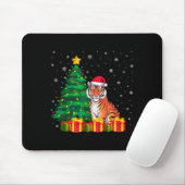 Ugly Bengal Tiger Santa Hat Christmas Tree Lights Mousepad (Mit Mouse)