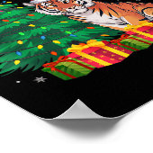 Ugly Bengal Tiger Santa Hat Christmas Tree Lights Poster (Ecke)