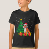 Ugly Bengal Tiger Santa Hat Christmas Tree Lights T-Shirt (Vorderseite)