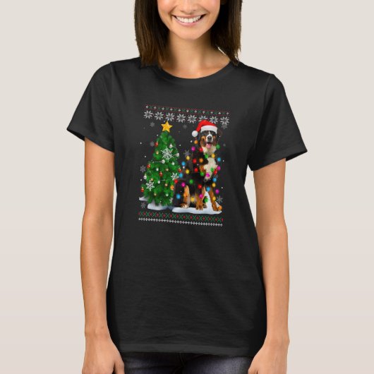 Ugly Bernese Mountain Hund Weihnachtsmannmütze Wei T-Shirt (Vorderseite)
