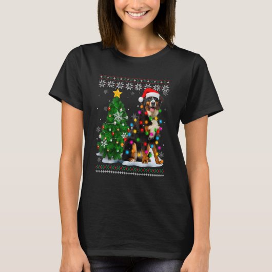 Ugly Bernese Mountain Hund Weihnachtsmannmütze Wei T-Shirt (Vorderseite)