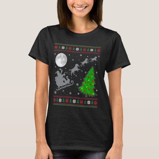 Ugly Black Labrador Hund Xmas Weihnachtsfeier T-Shirt (Vorderseite)