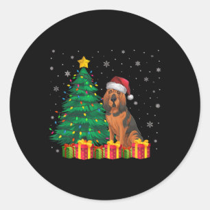 Ugly Bloodhound Weihnachtsmannmütze Weihnachtslich Runder Aufkleber