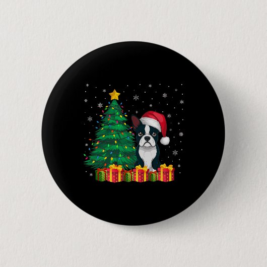 Ugly Boston Terrier Weihnachtsmannmütze Christmas  Button (Vorderseite)