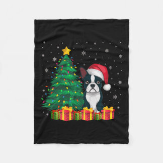 Ugly Boston Terrier Weihnachtsmannmütze Christmas Fleecedecke