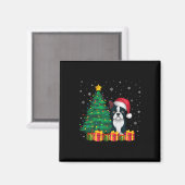 Ugly Boston Terrier Weihnachtsmannmütze Christmas Magnet (Vorderseite/Rückseite)