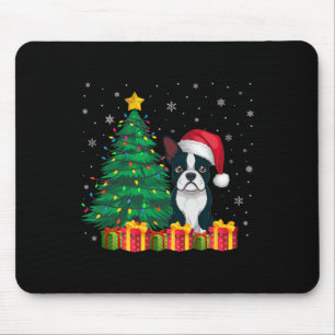 Ugly Boston Terrier Weihnachtsmannmütze Christmas Mousepad