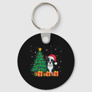 Ugly Boston Terrier Weihnachtsmannmütze Christmas  Schlüsselanhänger