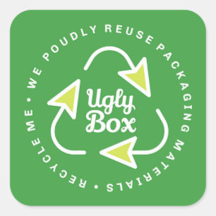 Ugly Box Gerecycelt Verpackungsaufkleber grün und  Quadratischer Aufkleber