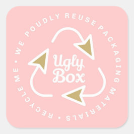 Ugly Box Gerecycelt Verpackungsaufkleber Pink & Br Quadratischer Aufkleber