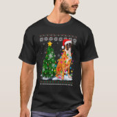Ugly Boxer Dog Weihnachtsmannmütze Weihnachtsbaum T-Shirt (Vorderseite)